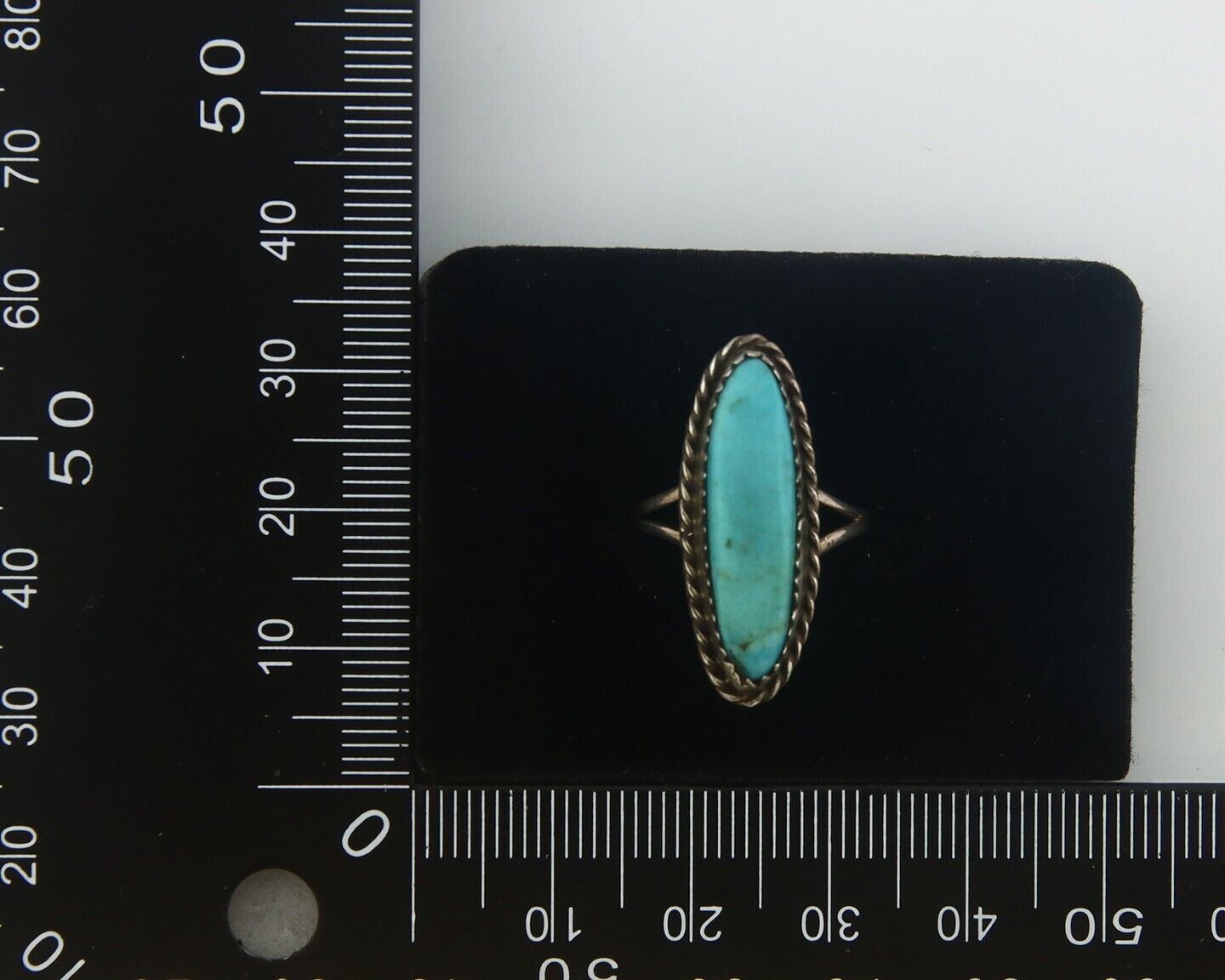 Navajo Ring 925 Sterling Natural Turquoise Native Artist C.80's Size 5.5