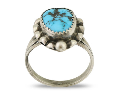 Navajo Ring 925 Silver Sleeping Beauty Turquoise Artist Signed S C.80's