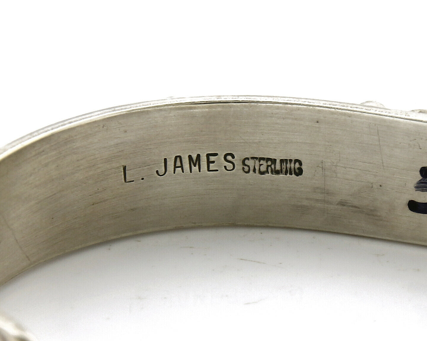 Navajo Gemstone Bracelet .925 Silver Handmade Signed L James C.80's