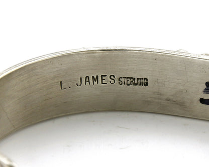 Navajo Gemstone Bracelet .925 Silver Handmade Signed L James C.80's