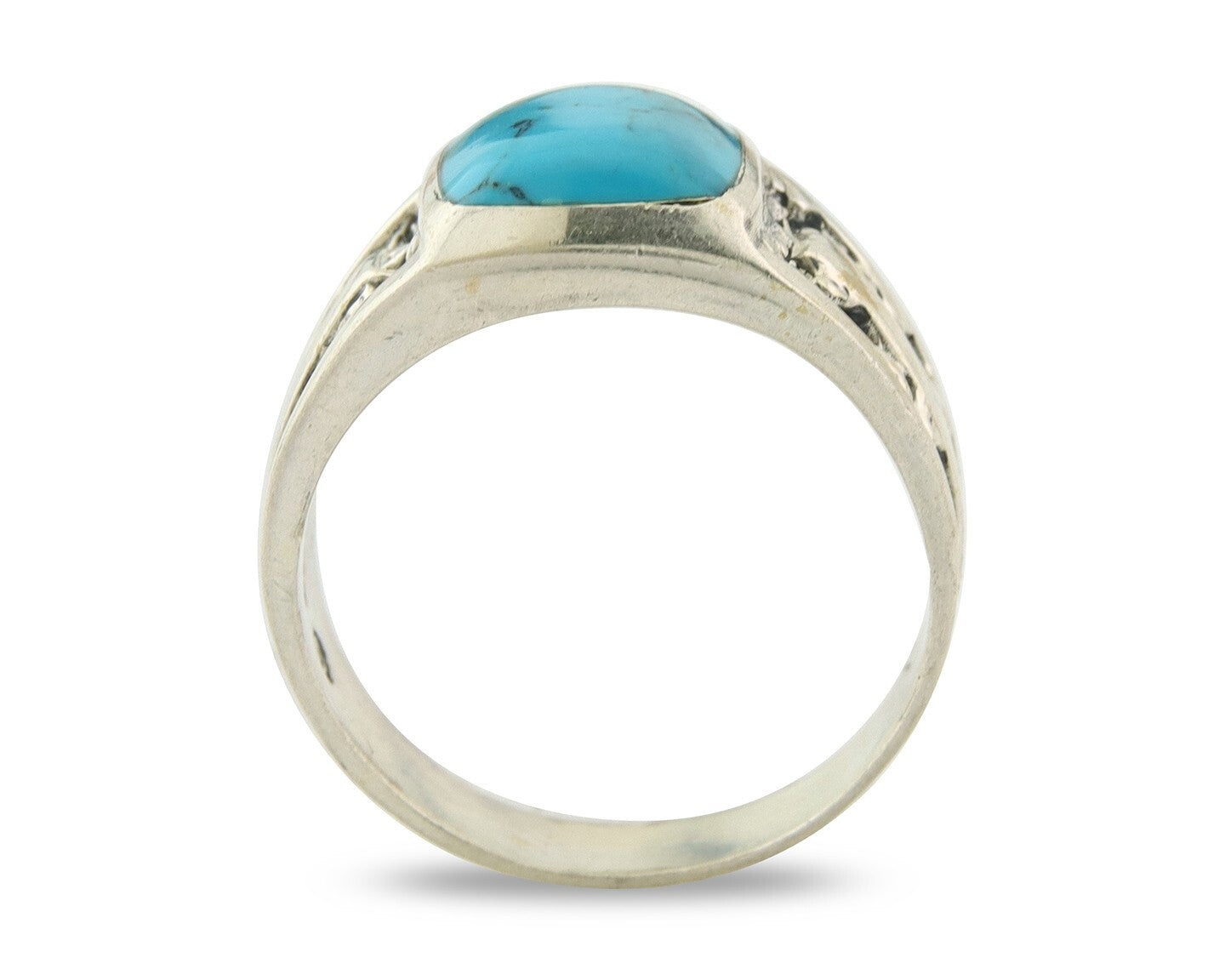 Men Vintage Nugget Ring 925 Sterling Turquoise Artist Signed SC Size 10