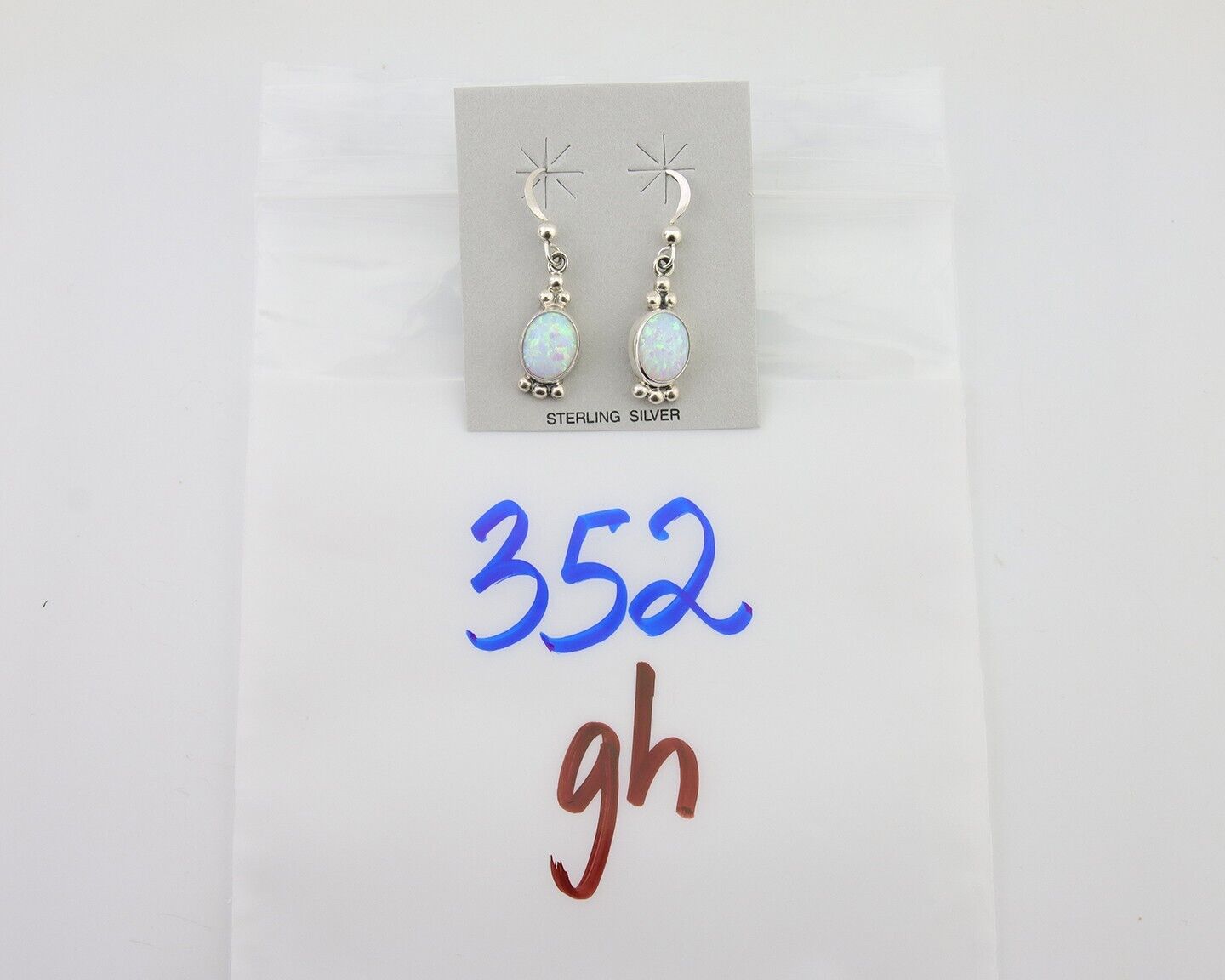 Navajo Dangle Earrings 925 Silver Natural Opal Artist Signed Montoya C.80's