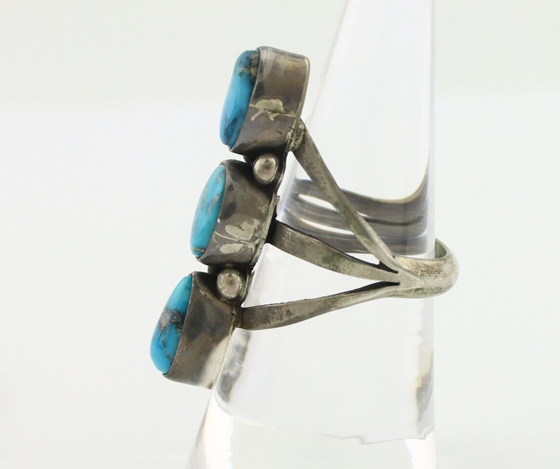 Navajo Ring 925 Silver Natural Blue Turquoise Native American Artist C.80's