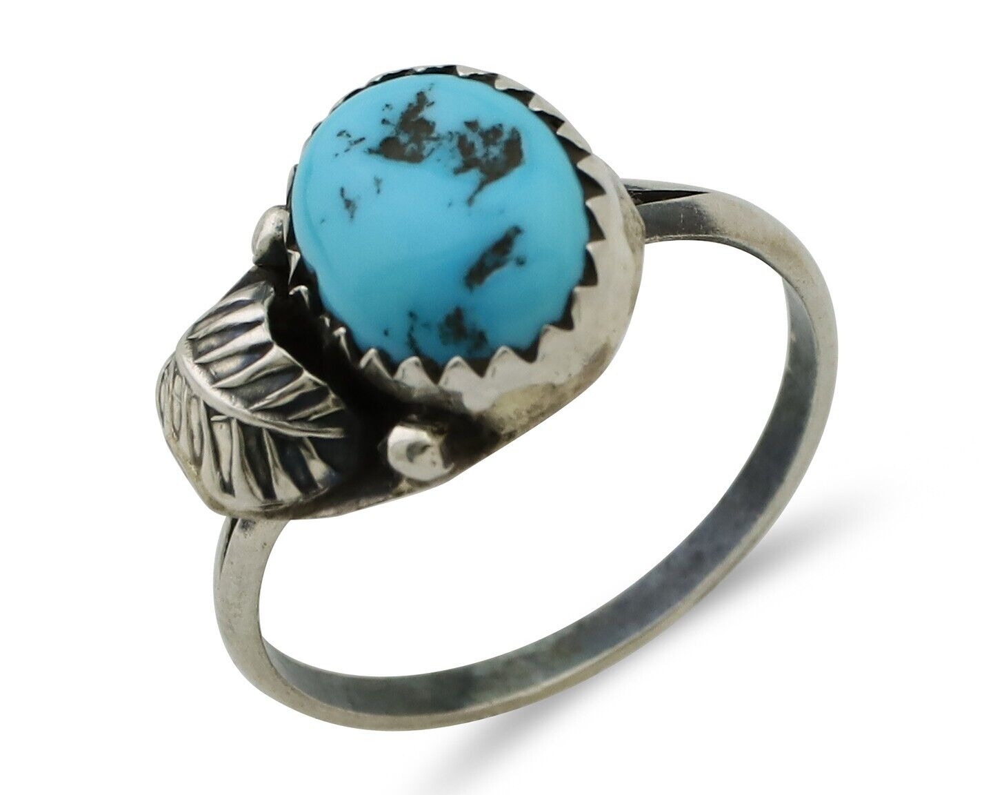 Navajo Ring 925 Silver Sleeping Beauty Turquoise Native American Artist C.80's