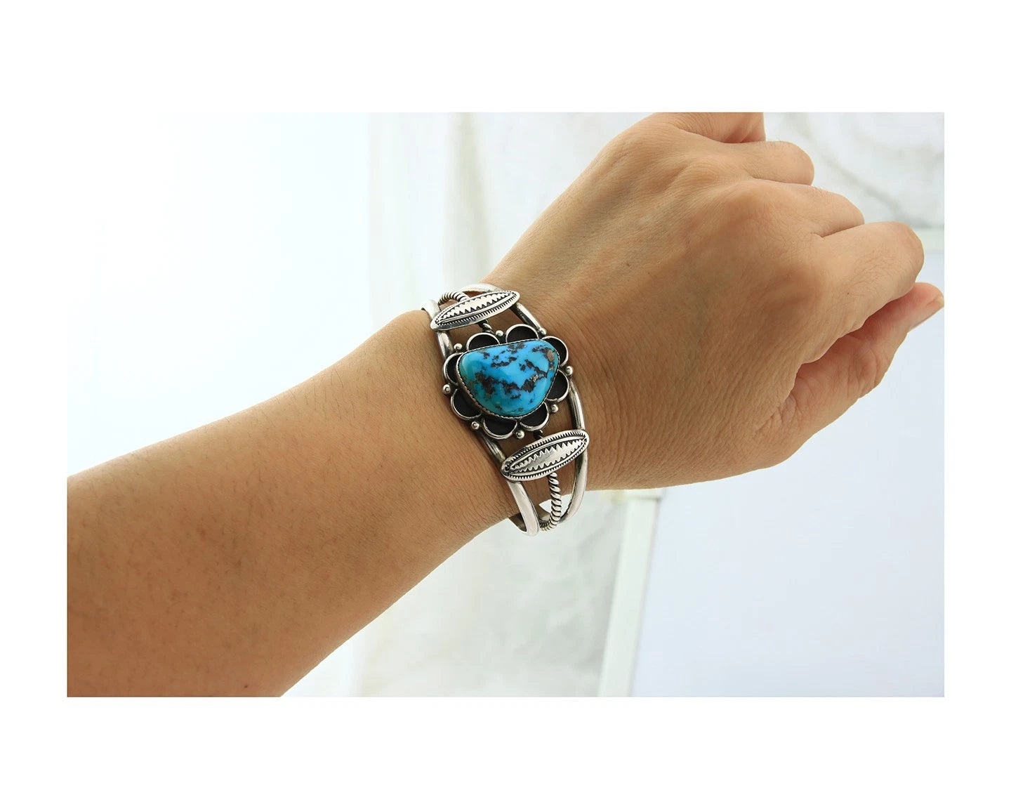 Navajo Cuff Bracelet 925 Sterling Silver Handmade Vintage Signed DK