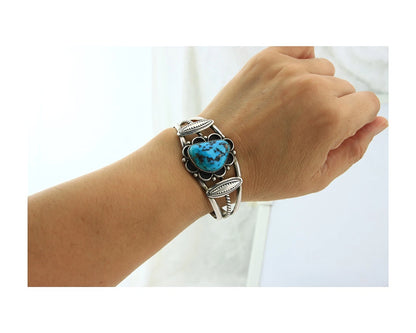 Navajo Cuff Bracelet 925 Sterling Silver Handmade Vintage Signed DK