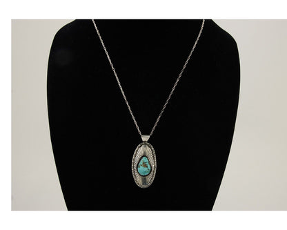 Navajo Necklace 925 Silver Natural Blue Turquoise Native American Artist C.80's