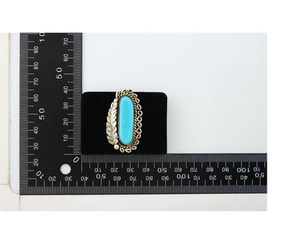Navajo Ring 925 Sterling Blue Turquoise Native American Artist C.80's