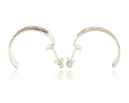 Navajo Hoop Earrings 925 Silver & Gold Artist Signed Randall Endito C.80's