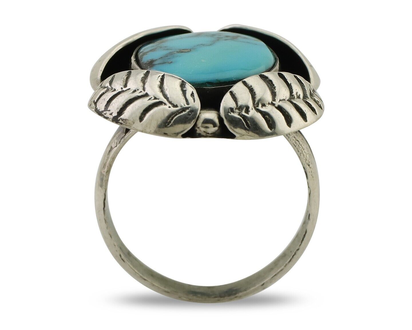 Navajo Ring 925 Silver Natural Turquoise Native American Artist C.80's
