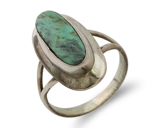 Navajo Handmade Ring 925 Silver Blue Turquoise Artist Signed Kachina C.80's