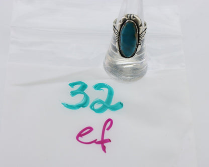 Navajo Ring 925 Silver Natural Turquoise Signed L Yazzie Size 6.25 C.80's