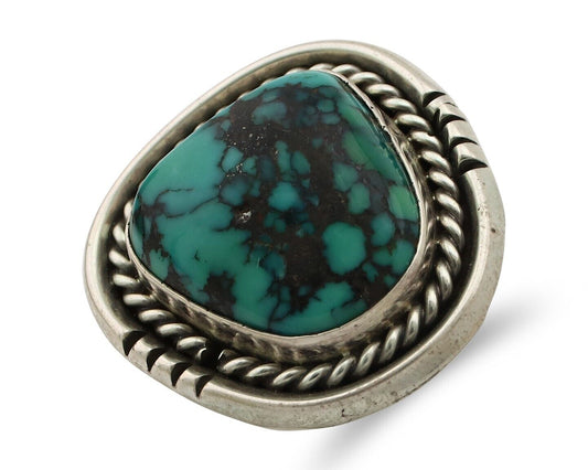 Navajo Ring 925 Silver Spiderweb Turquoise Signed Phillip Zachary C.80's