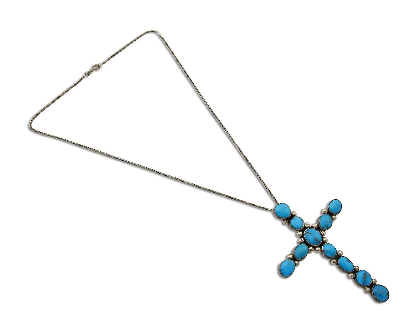 Navajo Necklace 925 Silver Natural Turquoise Native American Artist C.80's