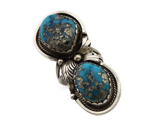 Zuni Ring 925 Silver Morenci Turquoise Artist Signed Platoro FNE C.80's