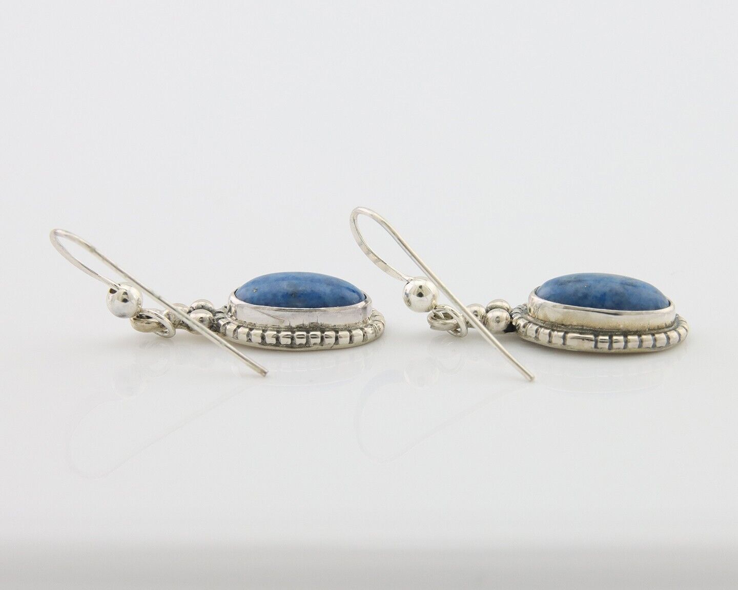 Navajo Dangle Earrings 925 Silver Natural Denim Lapis Signed Melissa Yazzie C80s