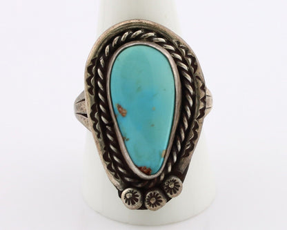 Navajo Ring 925 Silver Blue Turquoise Native American Artist C.80's