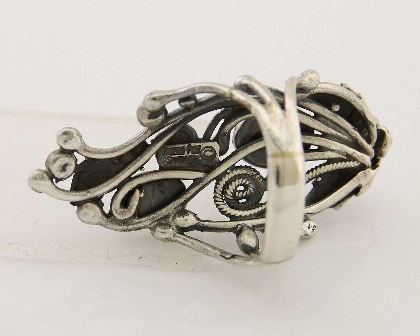 Navajo Ring 925 Silver Natural Gaspiete Artist Signed Prairie Fire C.80's