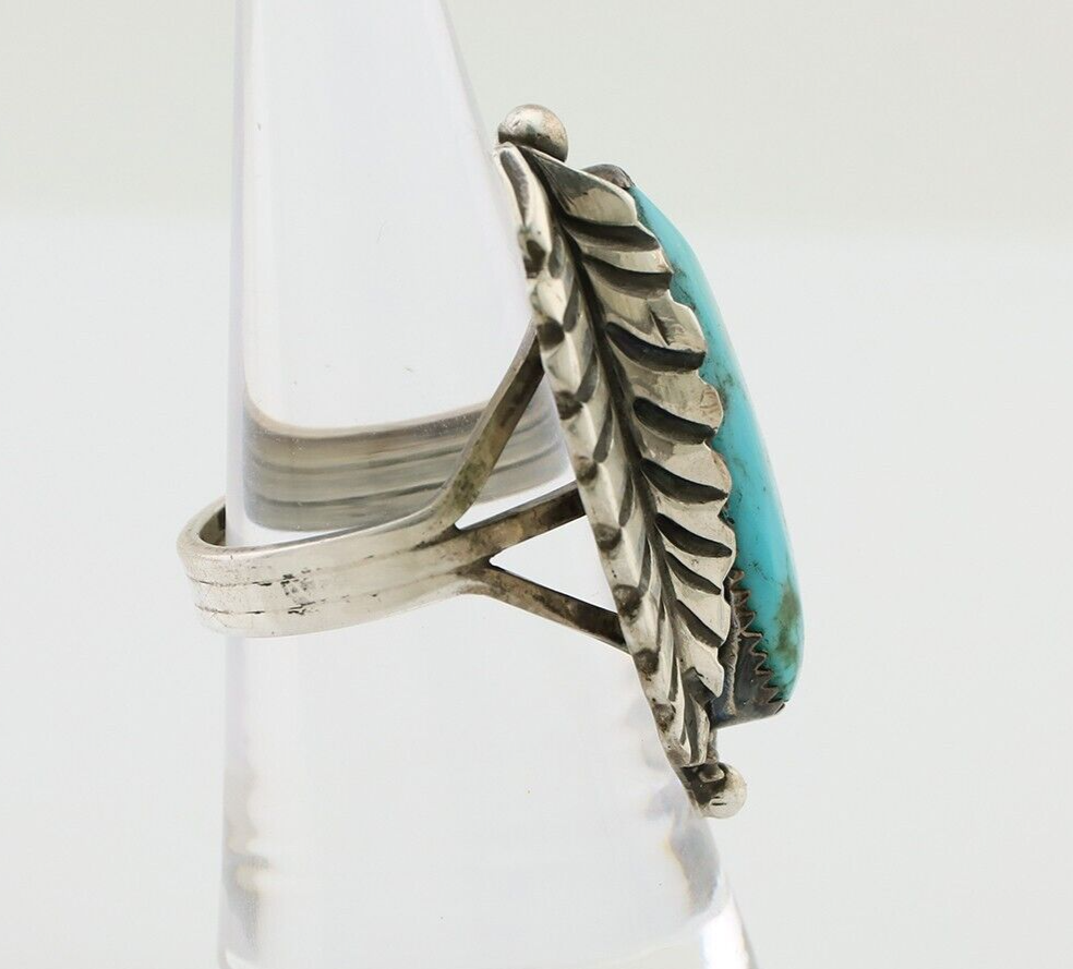 Navajo Handmade Ring 925 Silver Kingman Turquoise Artist Signed Benny M C.80's