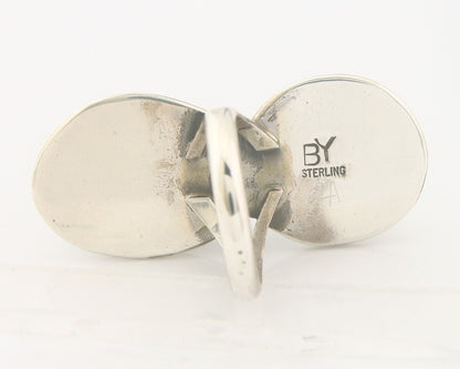 Vintage Navajo Ring 925 Sterling Authentic Turquoise Signed BY Size 8.0