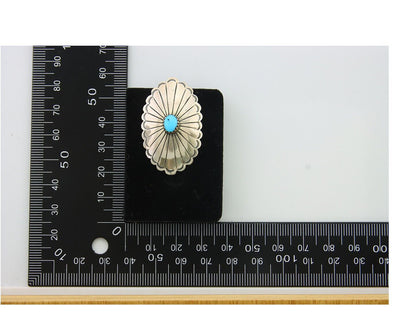 Navajo Earrings 925 Silver Natural Turquoise Artist Signed Running Bear C80s