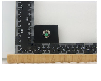 Vintage Navajo Ring 925 Sterling Authentic Traditional Malachite Size 5.5