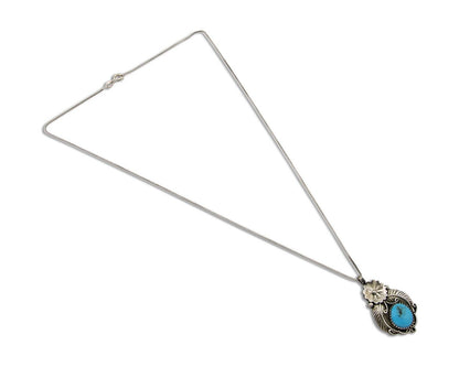 Navajo Necklace 925 Silver Natural Turquoise Artist Signed Mike Begay C.80's
