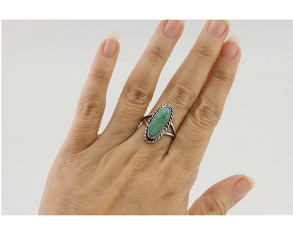 Navajo Handmade Ring 925 Silver Kingman Turquoise Size 7.0 C.80's