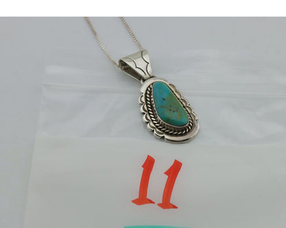 Navajo Necklace 925 Silver Kingman Turquoise Artist Signed JP C.80s