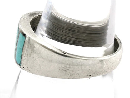 Men Navajo Ring Sterling Silver Natural Blue Turquoise Vintage C.70's Size 11.25