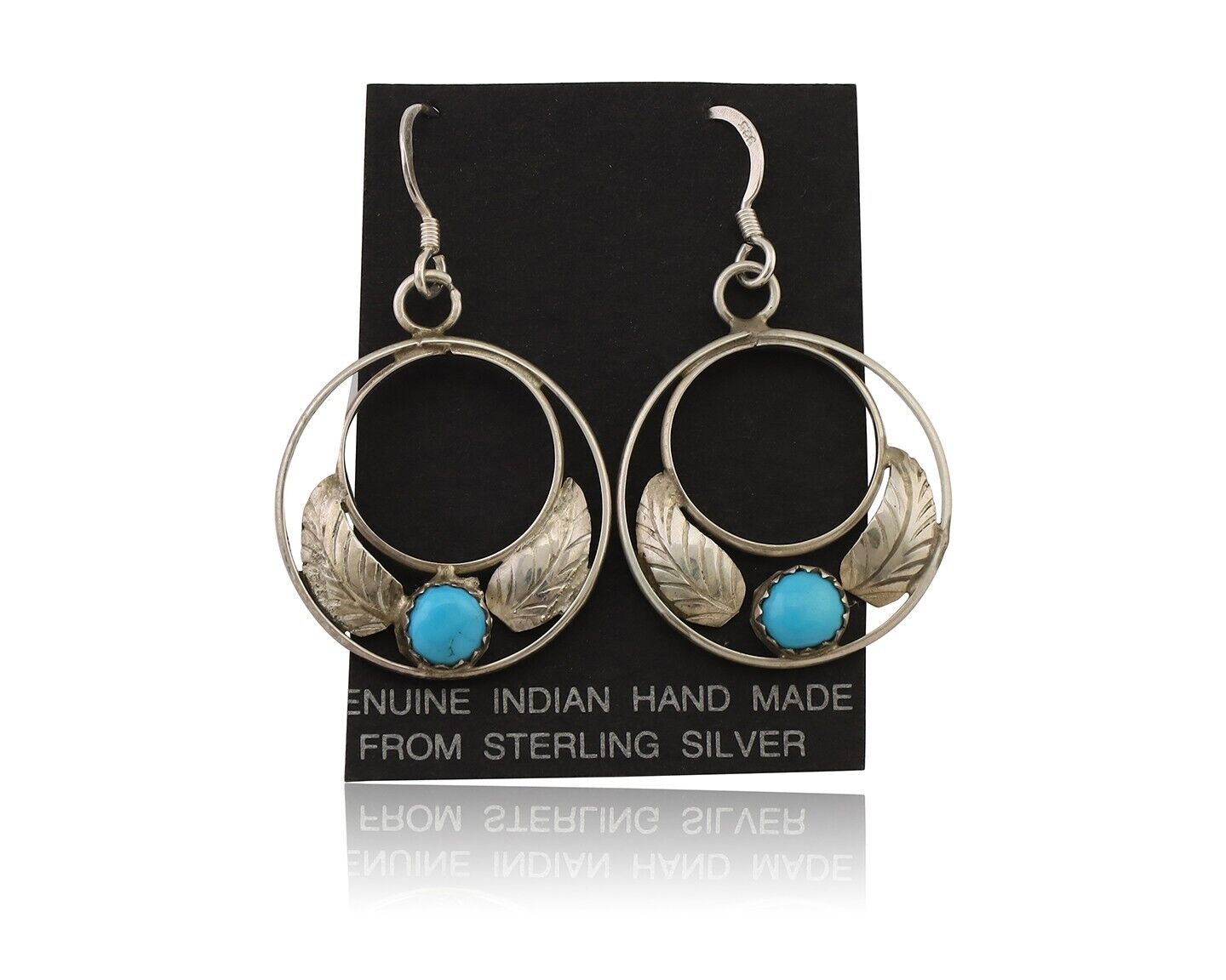 Navajo Handmade Dangle Earrings 925 Silver Blue Turquoise Native Artist C.80's