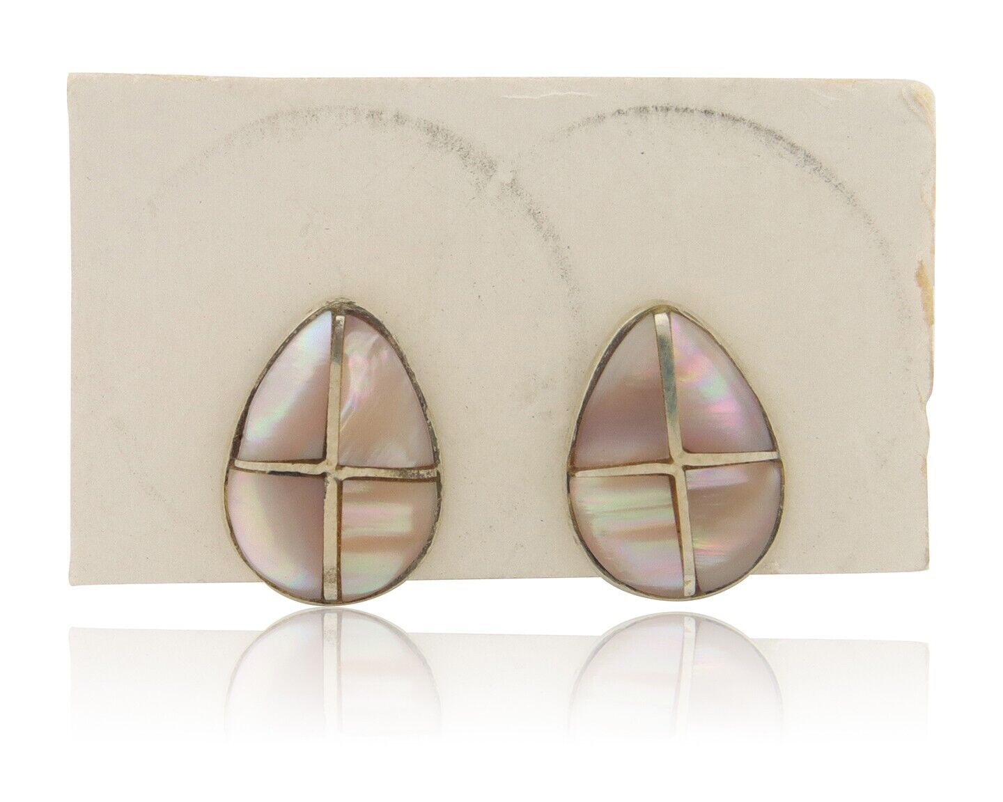 Navajo Earrings 925 Silver Pink Mussel Native American Artist C.80's