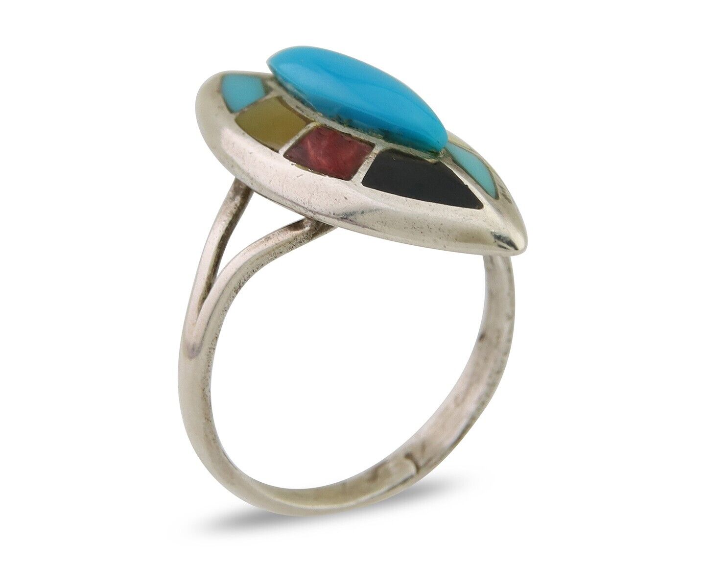 Navajo Ring 925 Silver Turquoise Shell Onyx Spiney Oyster Native Artist C80's