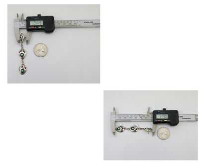 Navajo Paw Earrings 925 Silver Kingman Turquoise Native American Artist C.80's