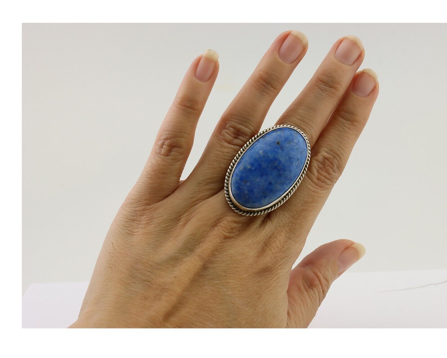 Navajo Handmade Ring 925 Silver Blue Denim Lapis Native Artist C.80's