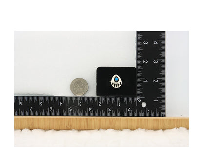 Navajo Paw Ring Sterling Silver Blue Turquoise Vintage Native Artist Size 4.0