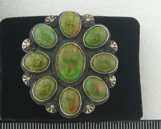 Vintage Ring 925 Sterling Authentic Turquoise Artist Signed PJ 8.75