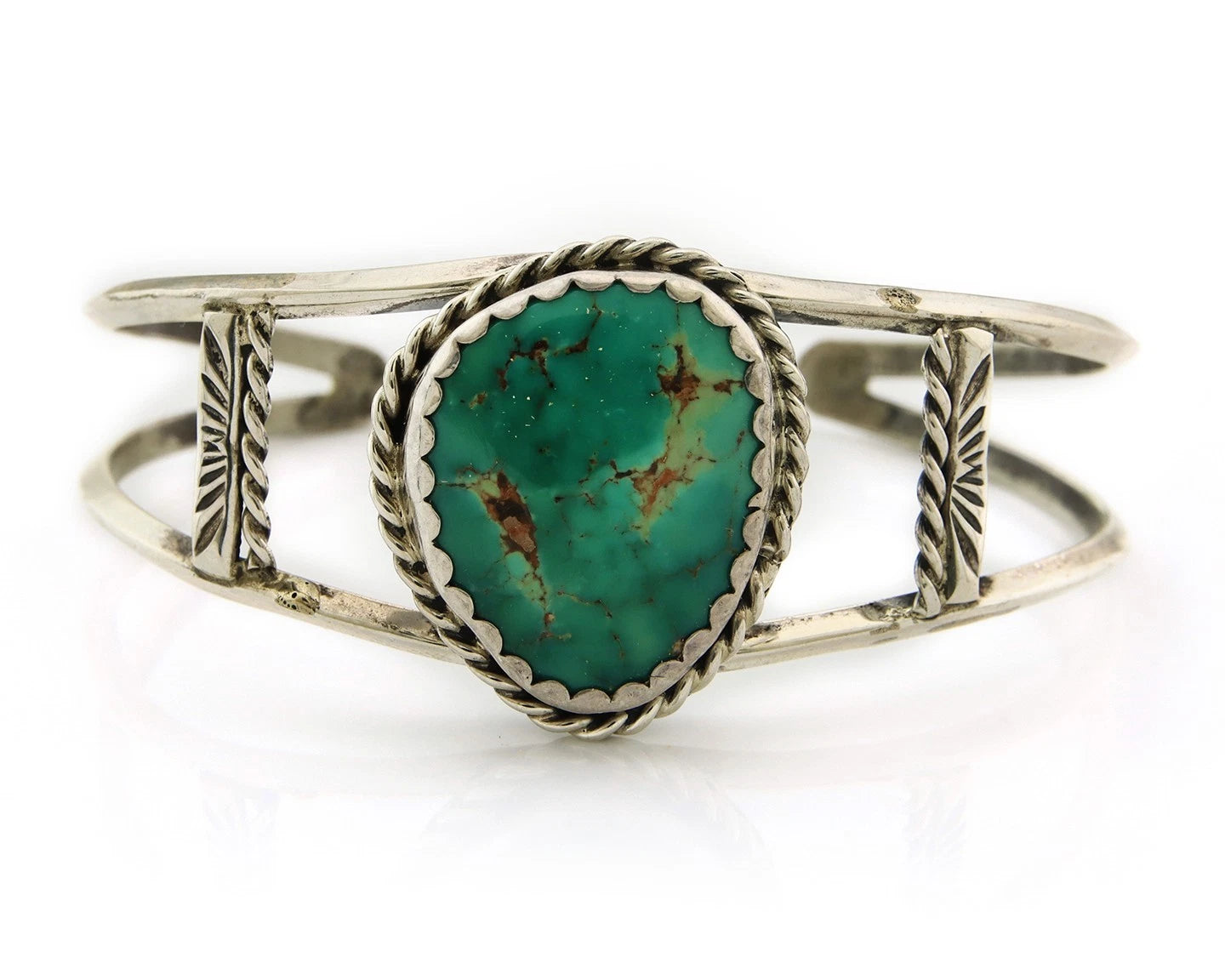 Navajo Cuff Bracelet Sterling Silver Blue Turquoise Vintage