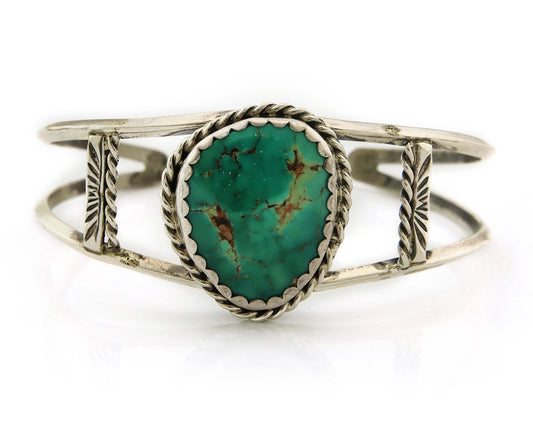 Navajo Cuff Bracelet Sterling Silver Blue Turquoise Vintage