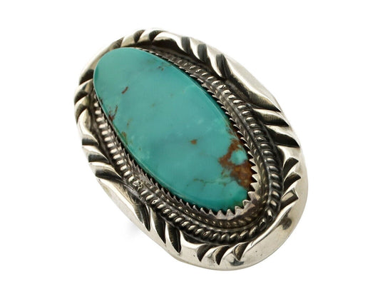 Navajo Ring 925 Silver Natural Mined Turquoise Signed Phillip Zachary C.80s