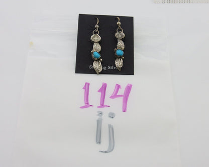 Navajo Dangle Earrings 925 Silver Natural Turquoise Native Artist C.80's