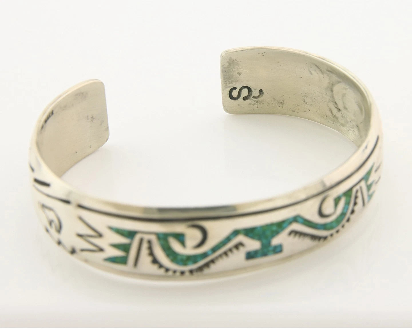Navajo Cuff Bracelet Sterling Silver Authentic Turquoise Signed Stanley Bain