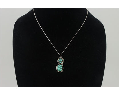 Navajo Necklace 925 Silver Natural Turquoise Signed Tom Willeto C.80s