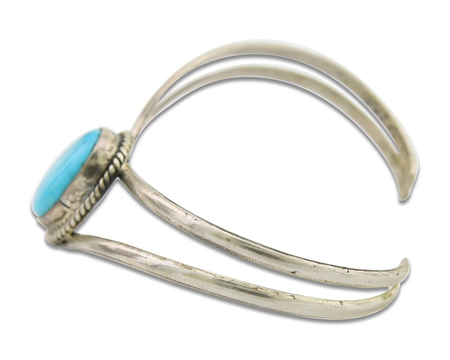 Navajo Bracelet 925 Silver Cuff Turquoise Handmade Artist Signed MC C.80's