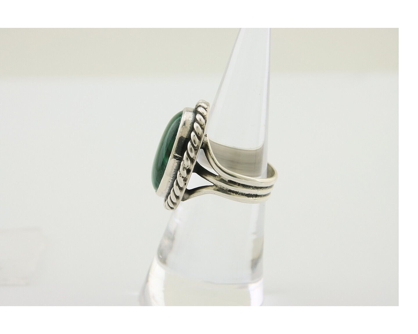 Navajo Ring 925 Silver Natural Malachite Native American Artist C.80's
