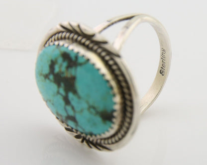 Navajo Ring 925 Silver Natural Spiderweb Turquoise Native Artist C.80's