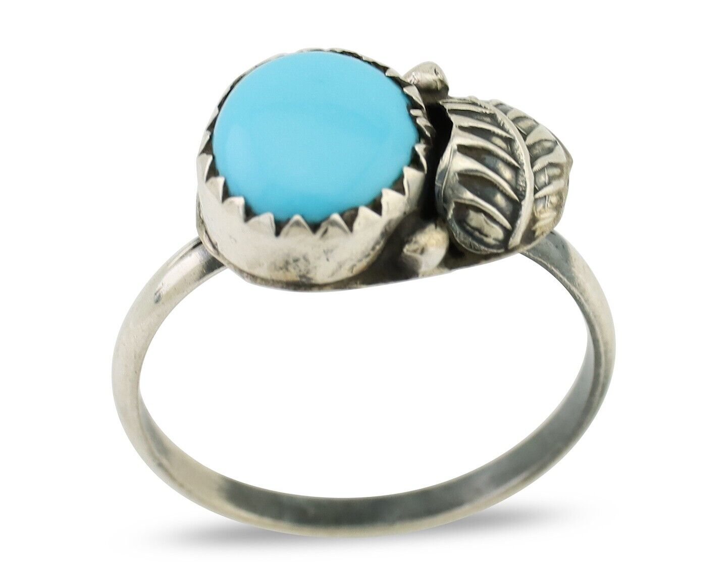 Navajo Ring 925 Silver Sleeping Beauty Turquoise Native American Artist C.80's