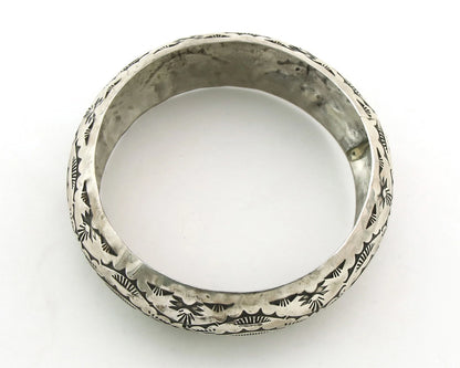 Navajo Bangle Bracelet Sterling Silver Vintage Handmade Hand Stamped