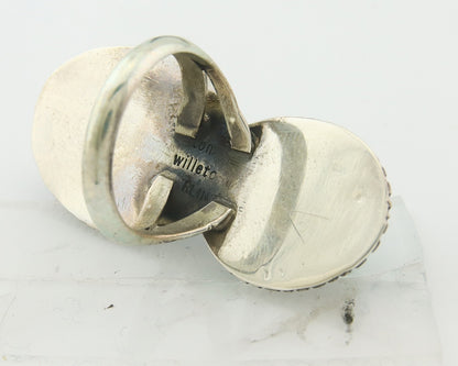 Vintage Navajo Ring Sterling Silver Turquoise Signed Tom Willeto Size 7.0