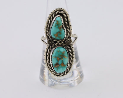 Navajo Ring 925 Silver Natural Spiderweb Turquoise Signed Tom Willeto C.80's